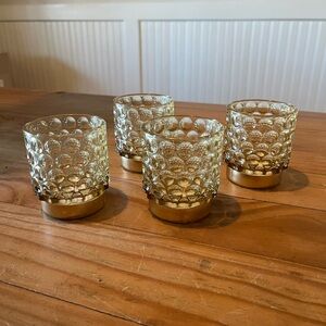 Gold Bubble Glass Tea light/Votive Holders with Painted Gold Base Set of 4
